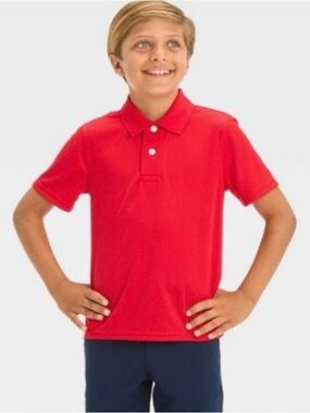 Cat & Jack Boys' Short Sleeve Performance Uniform Polo Shirt Red 
Size XL (14)